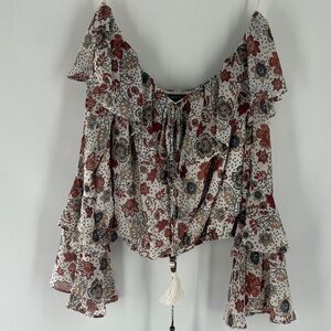 Floral Off-Shoulder Crop Blouse